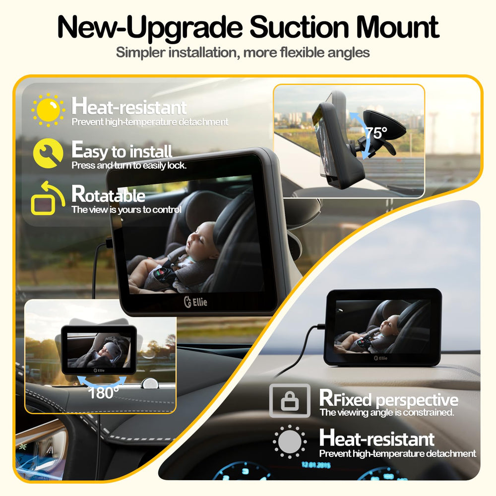 Ellie Baby Car Monitor face tracking auto-zoom focuses on your baby for easy viewing.