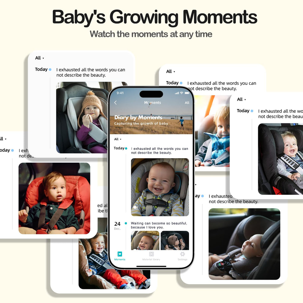 Ellie Baby Car Monitor strong suction mount holds securely during sunny drives.