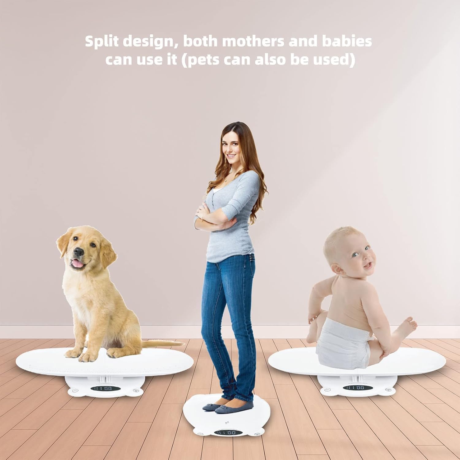 Ellie Digital Baby Scale LED display lit for quick night readings.