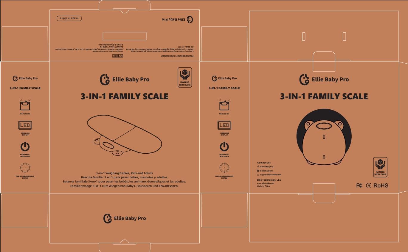 Ellie Digital Baby Scale multi-function platform weighs babies, pets, and adults.