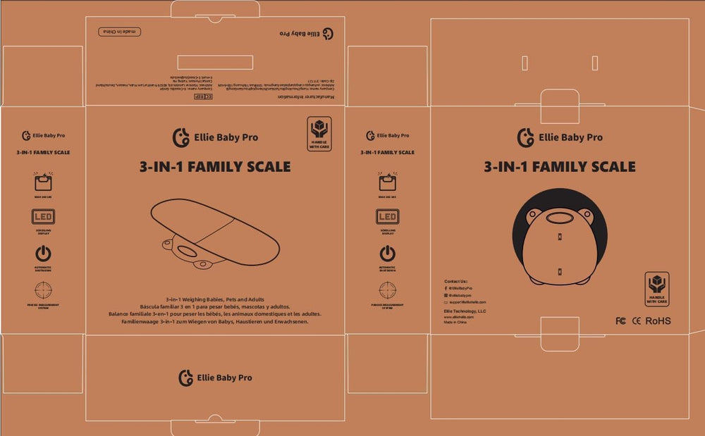 Ellie Digital Baby Scale multi-function platform weighs babies, pets, and adults.