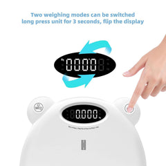 Ellie Digital Baby Scale side view highlights stable platform for diverse weights.