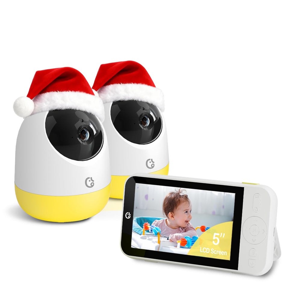 Ellie Pro Baby Monitor with dual cameras offers panoramic view for full-room monitoring and quick checks.