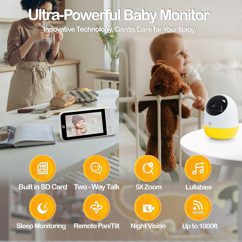 Ellie Pro Baby Monitor night vision enables clear checks in darkness.