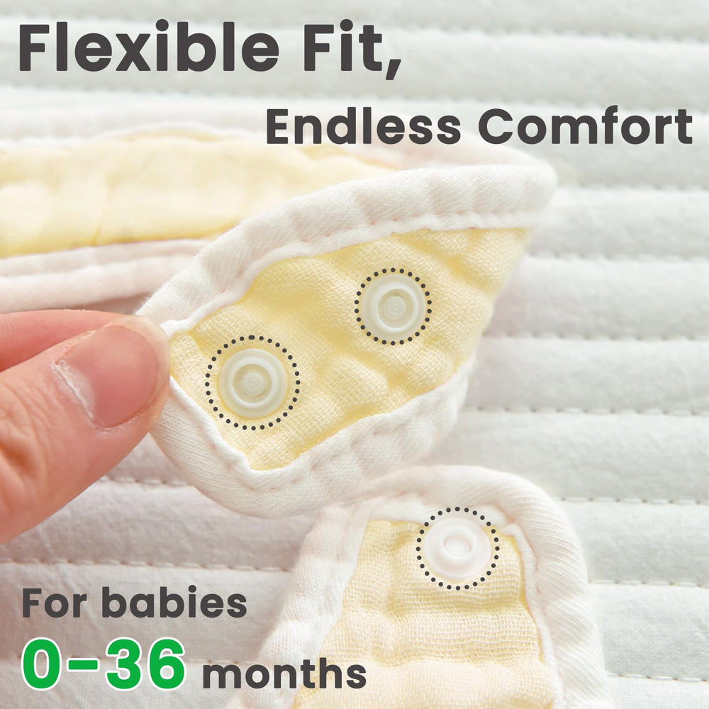 EllieHouse adjustable snap bib secures a snug fit as baby grows