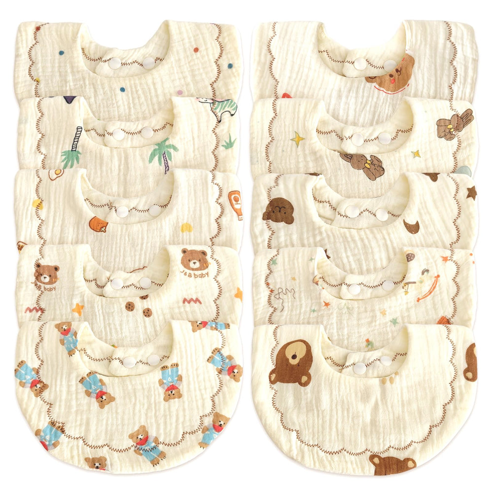 EllieHouse baby bibs 10-pack lilac-patterns protect clothing during drool and teething messes.