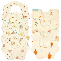EllieHouse 8-pack muslin bibs show drool absorption and gentle softness.