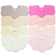 EllieHouse bright pink bibs with multi-color design protect outfits during mealtime.