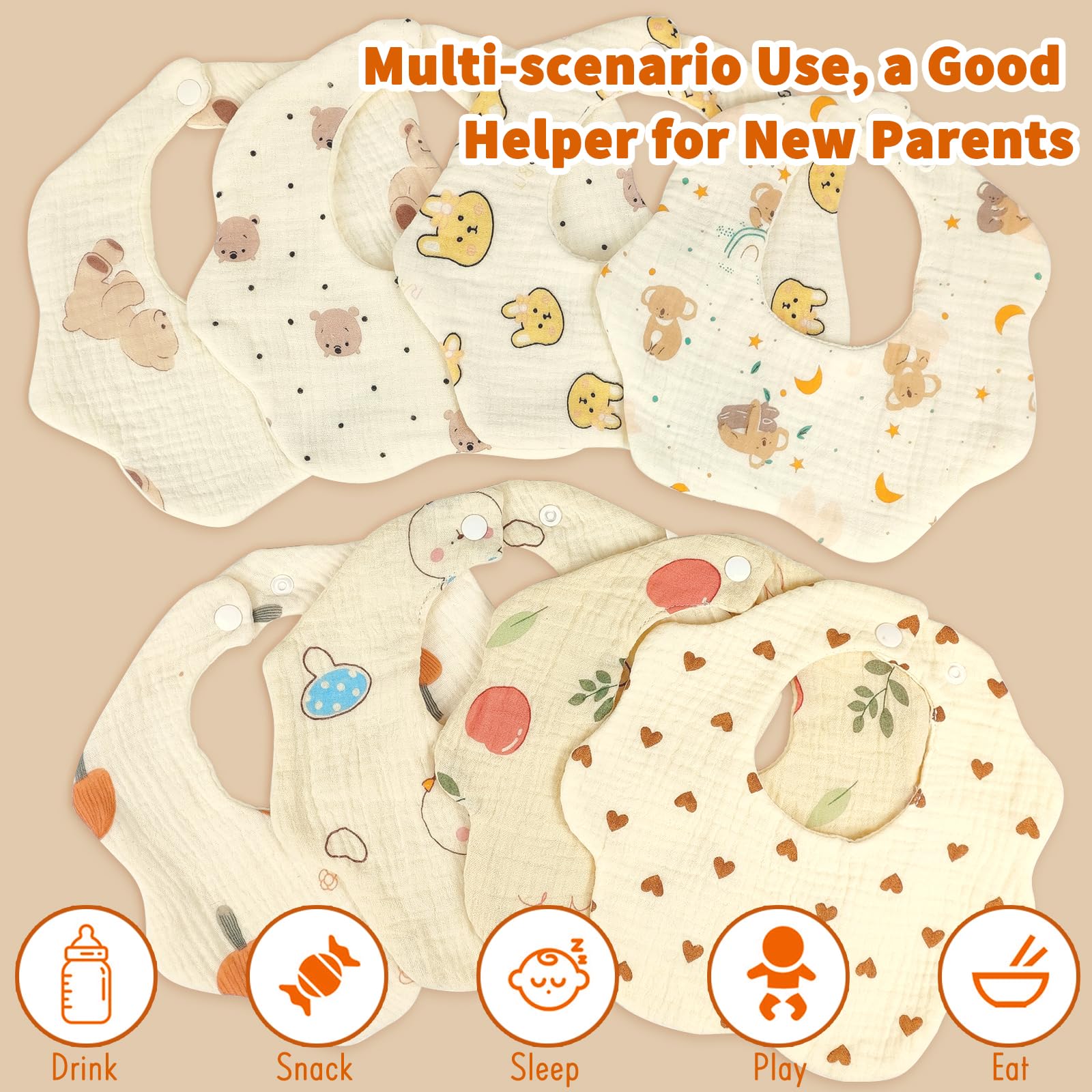 EllieHouse muslin bibs are machine-washable for easy care routines.
