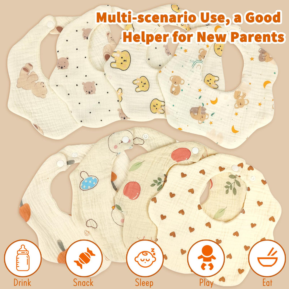 EllieHouse muslin bibs are machine-washable for easy care routines.