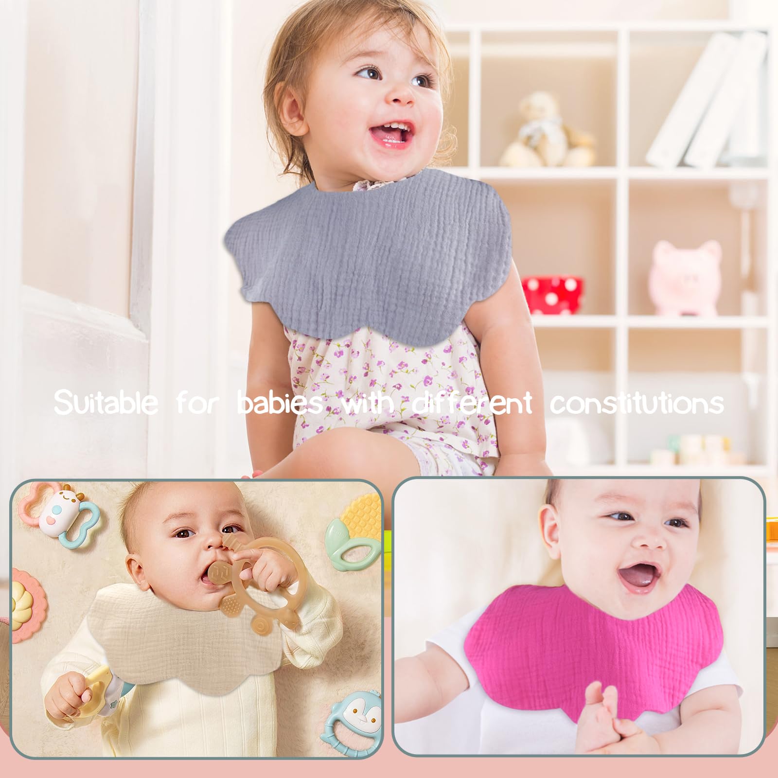 EllieHouse bibs are machine washable and quick-dry for easy cleanup.