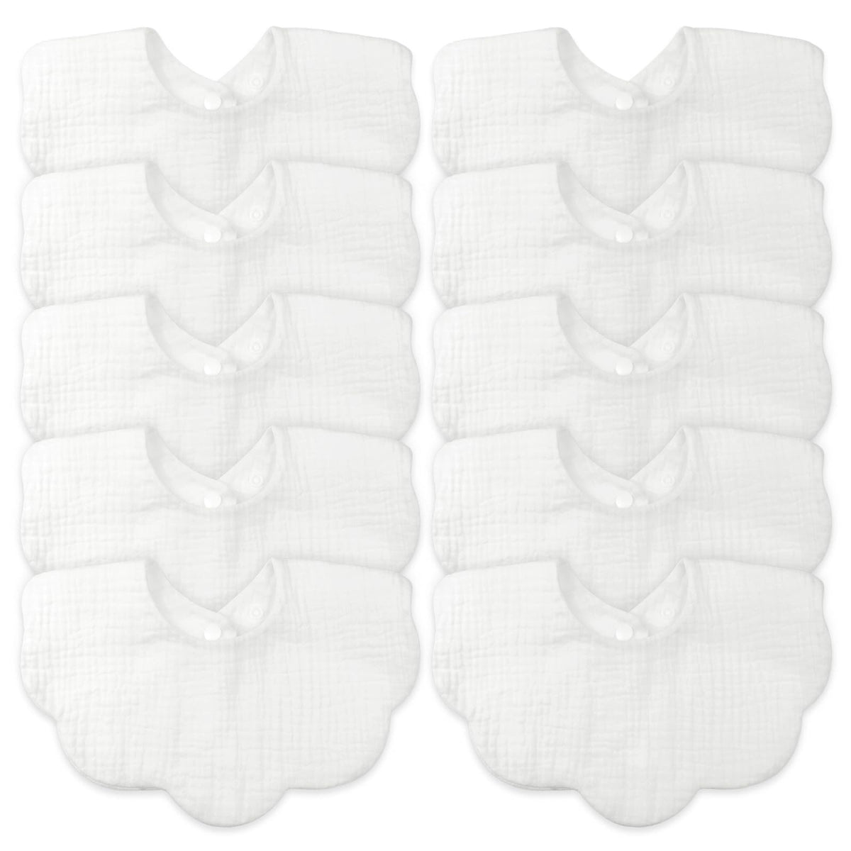 EllieHouse baby bibs in muslin flatlay for gentle daily protection.