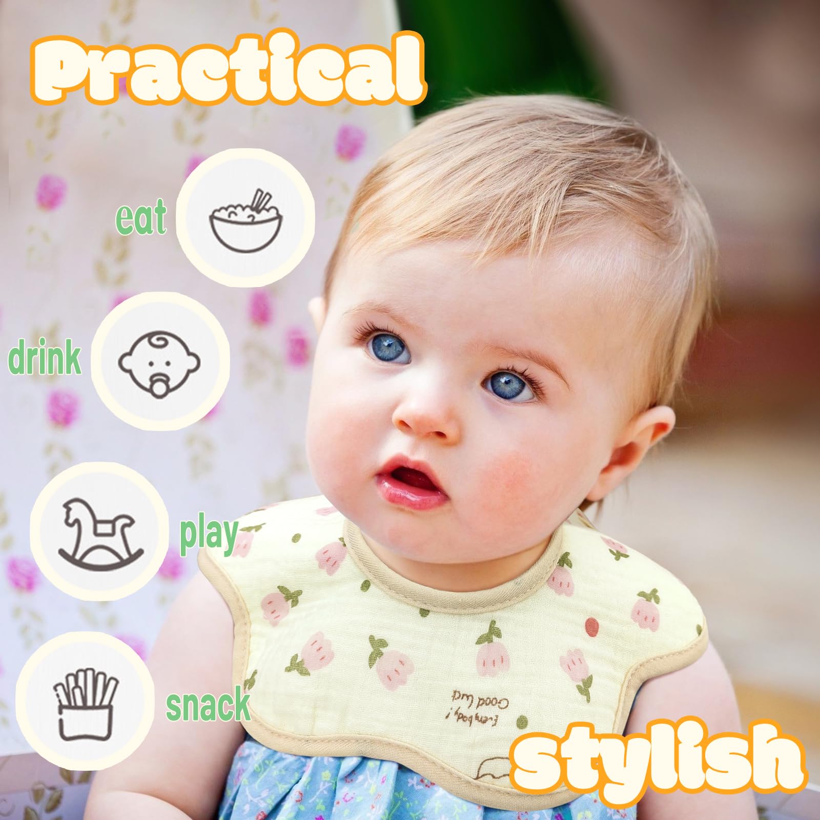 EllieHouse bibs-10pack-patterns neatly arranged show convenience and color variety.