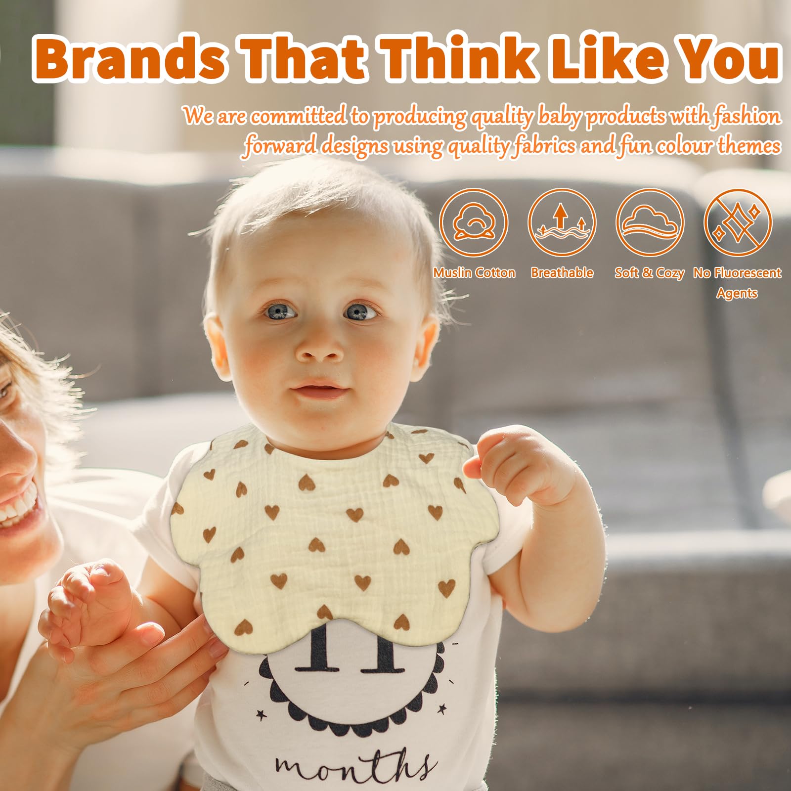 EllieHouse bibs eight-color design pairs with outfits for everyday style.