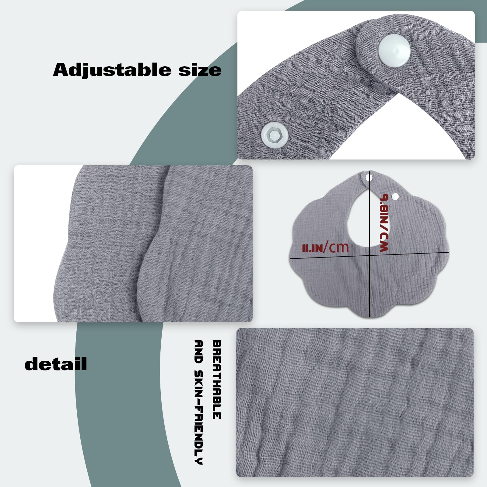 EllieHouse drool-teething bib with adjustable fit for growing babies.