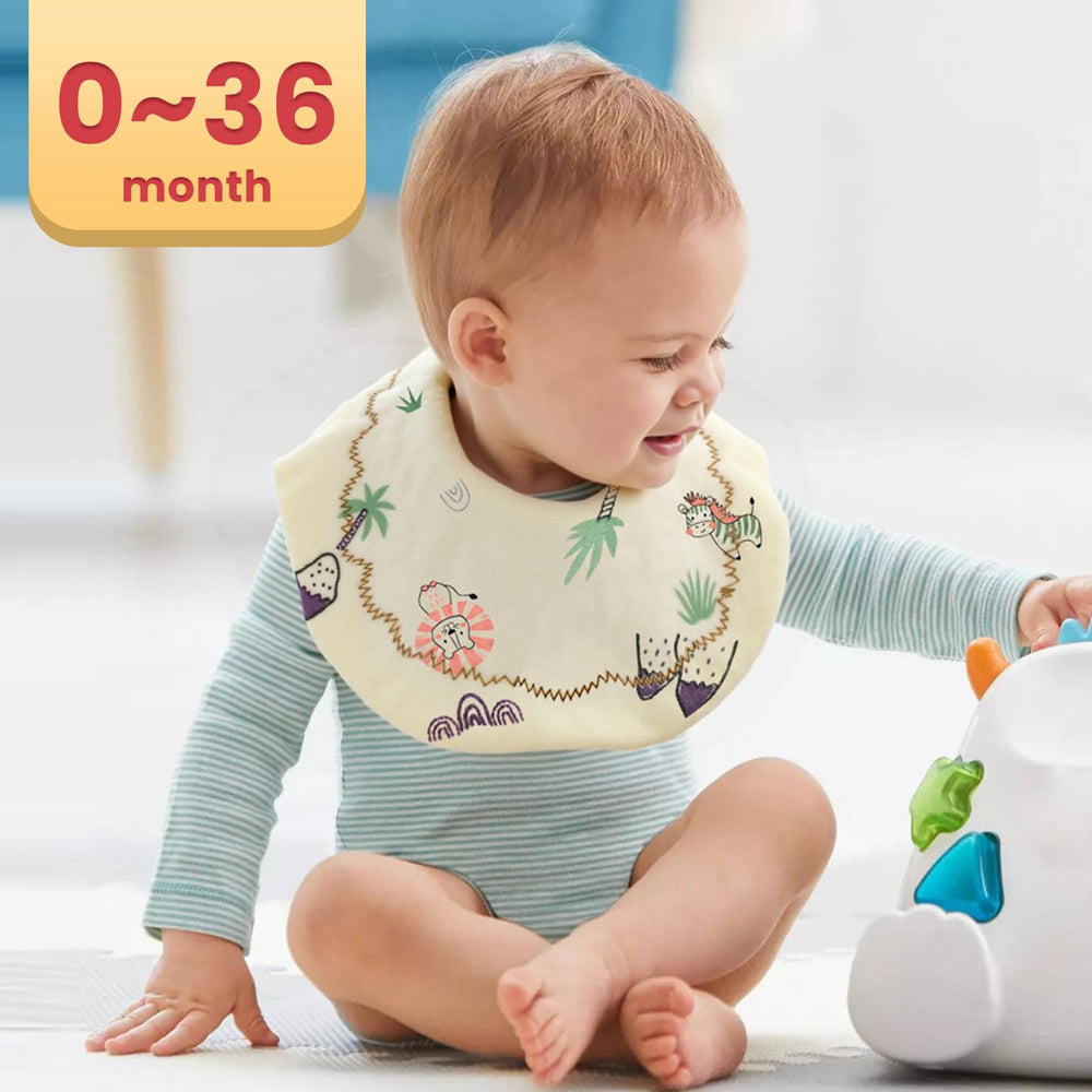EllieHouse muslin 6-layer bibs offer soft, breathable absorbency for drool and spills.