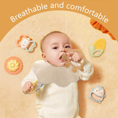 EllieHouse eight-color muslin bibs complement outfits and mealtime style.