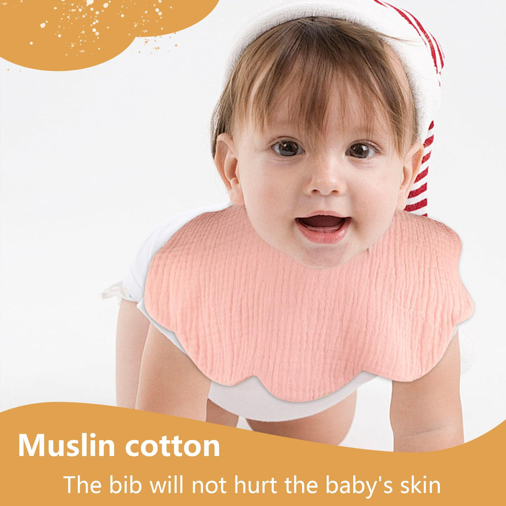 EllieHouse rouge red muslin bibs demonstrate stylish drool protection for teething babies.