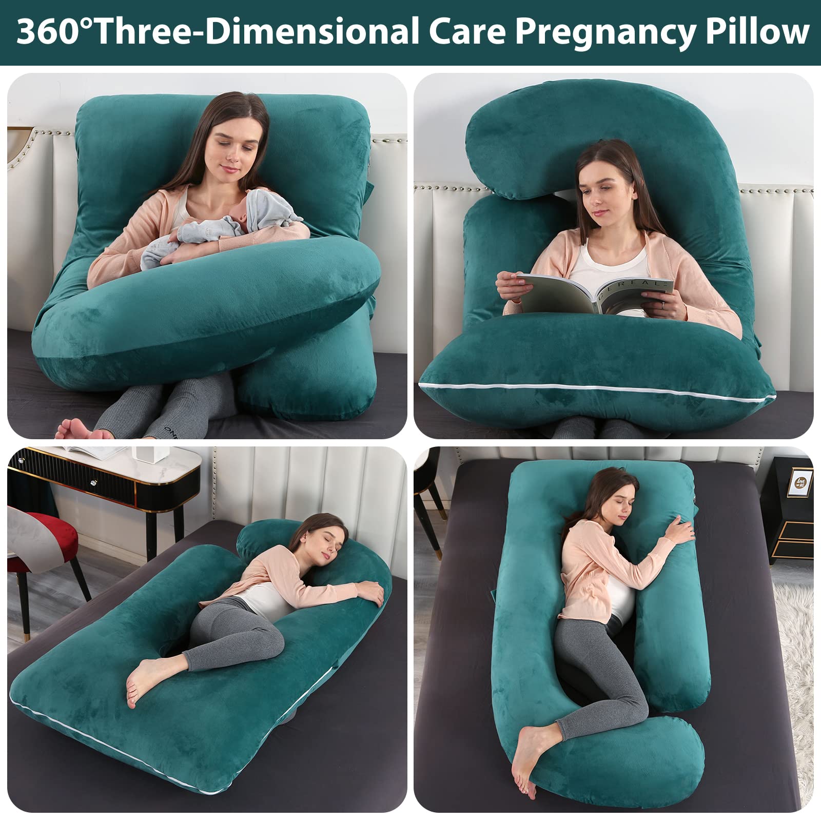 Elover 57-inch U-shaped pillow contours for full-body comfort.