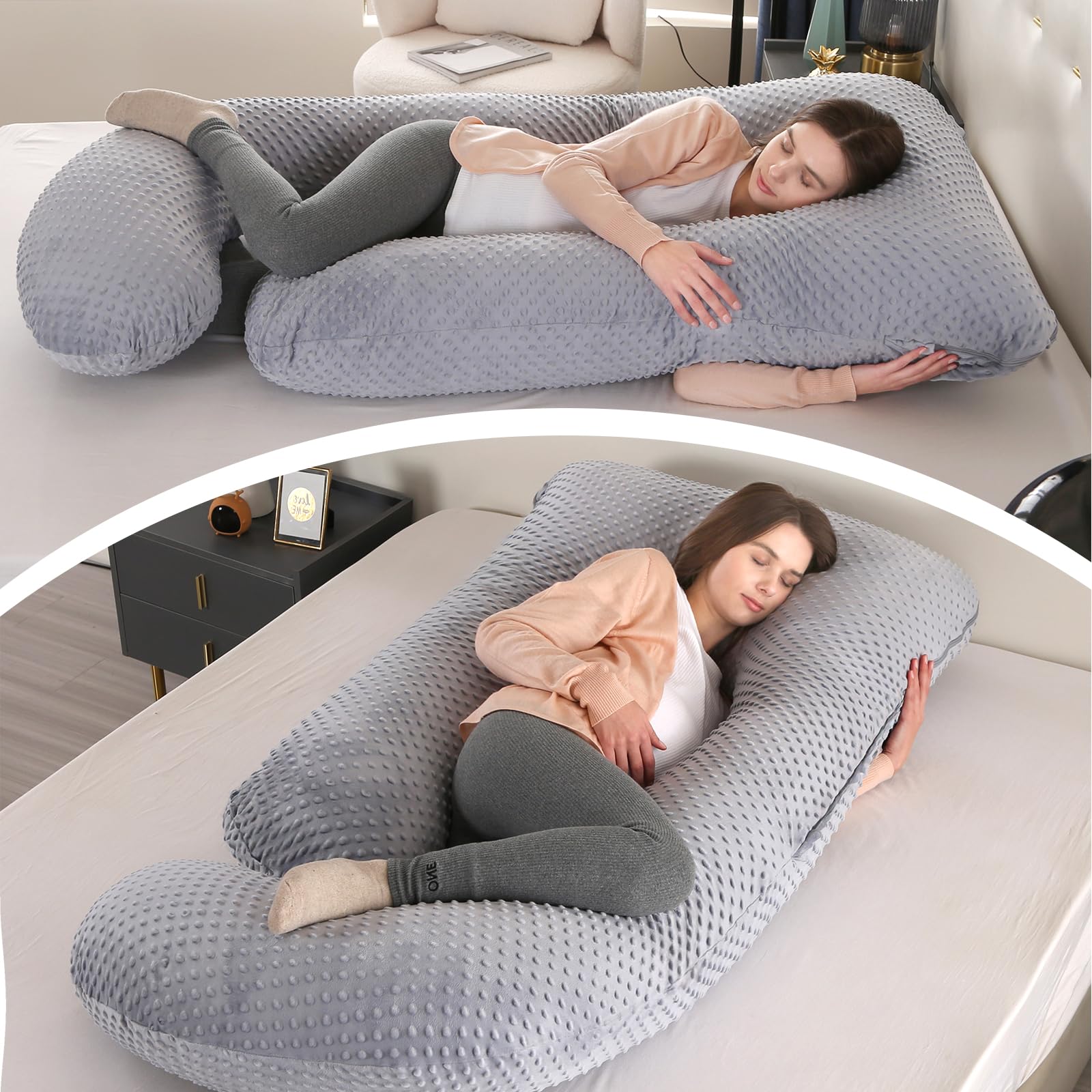 Elover 57-inch length supports back and belly for full-body comfort.