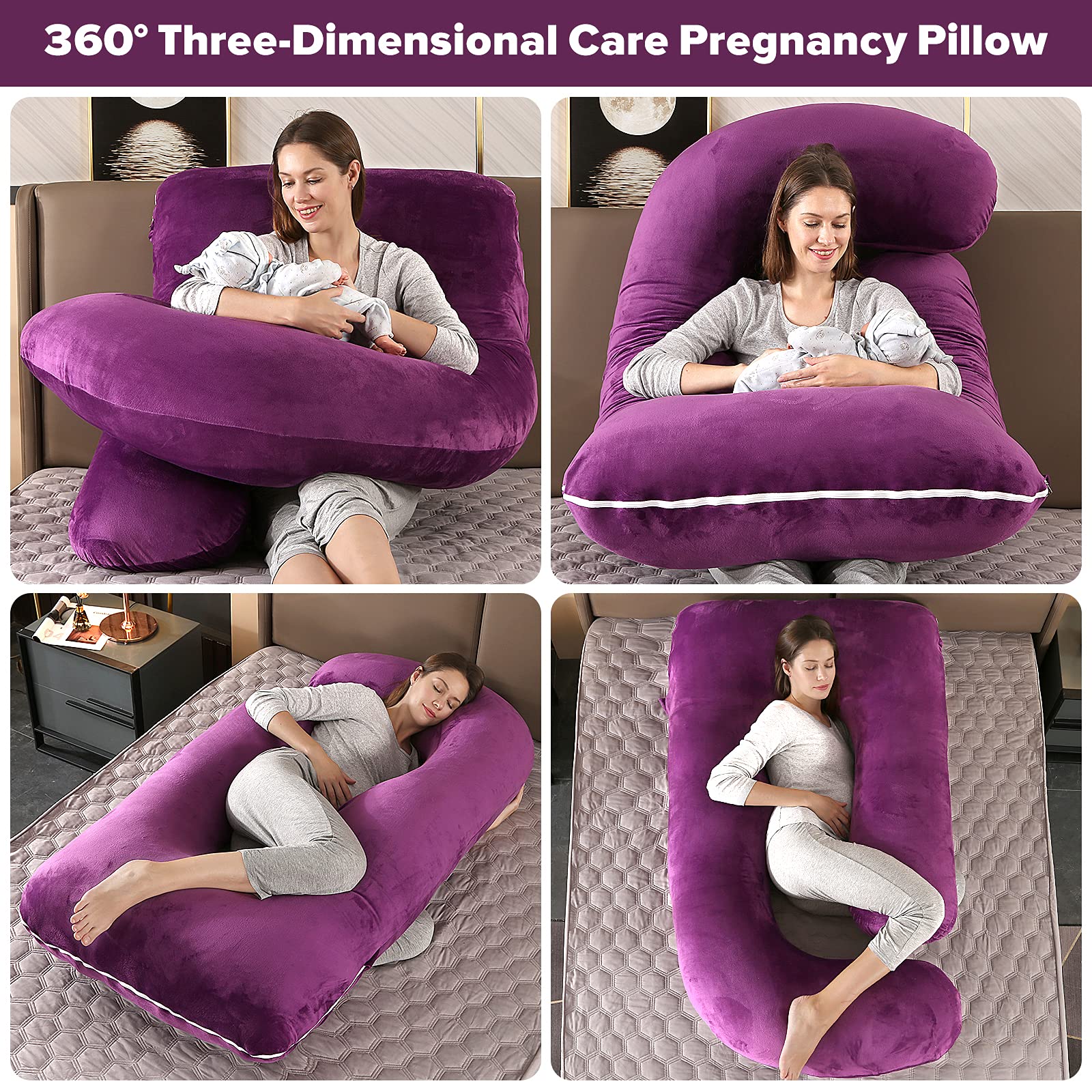 Elover pillow dimensions 57x28x8 inches illustrating full-body support.