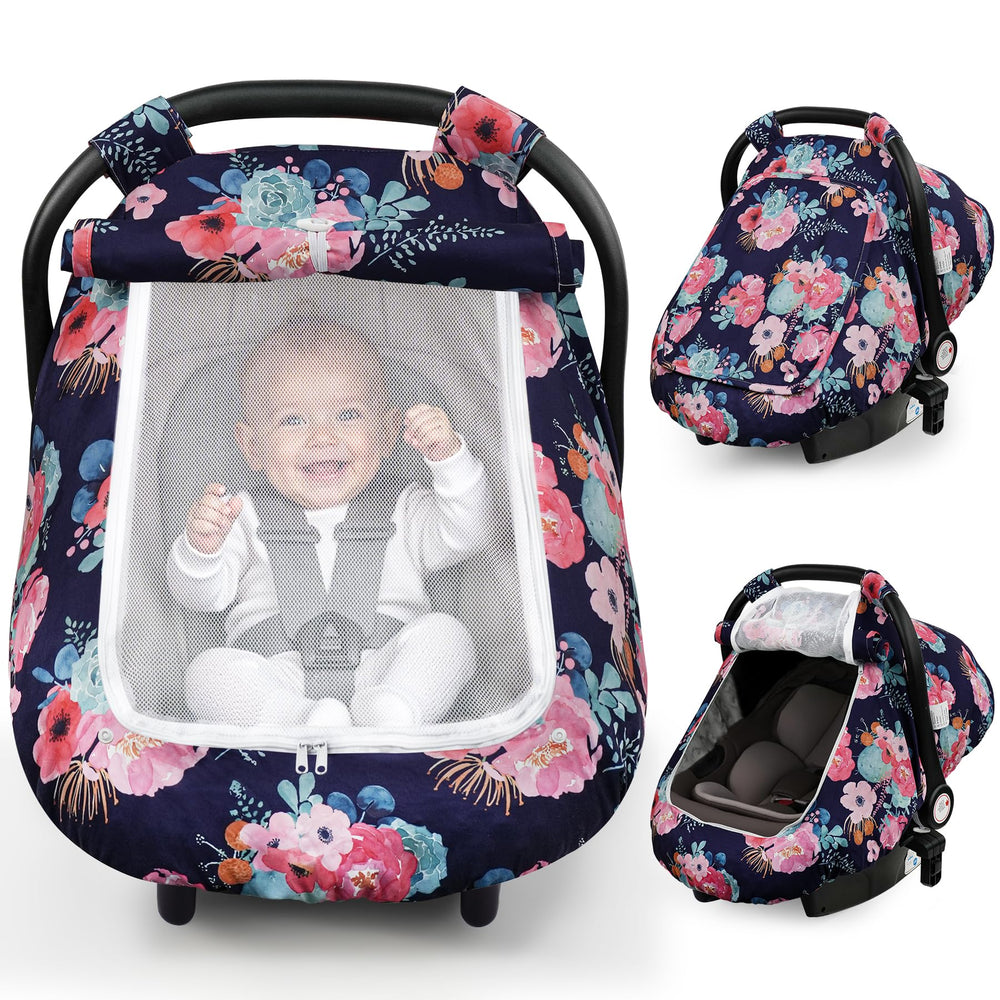 Elstey car seat cover in soft minky dot fabric for cozy year-round comfort.