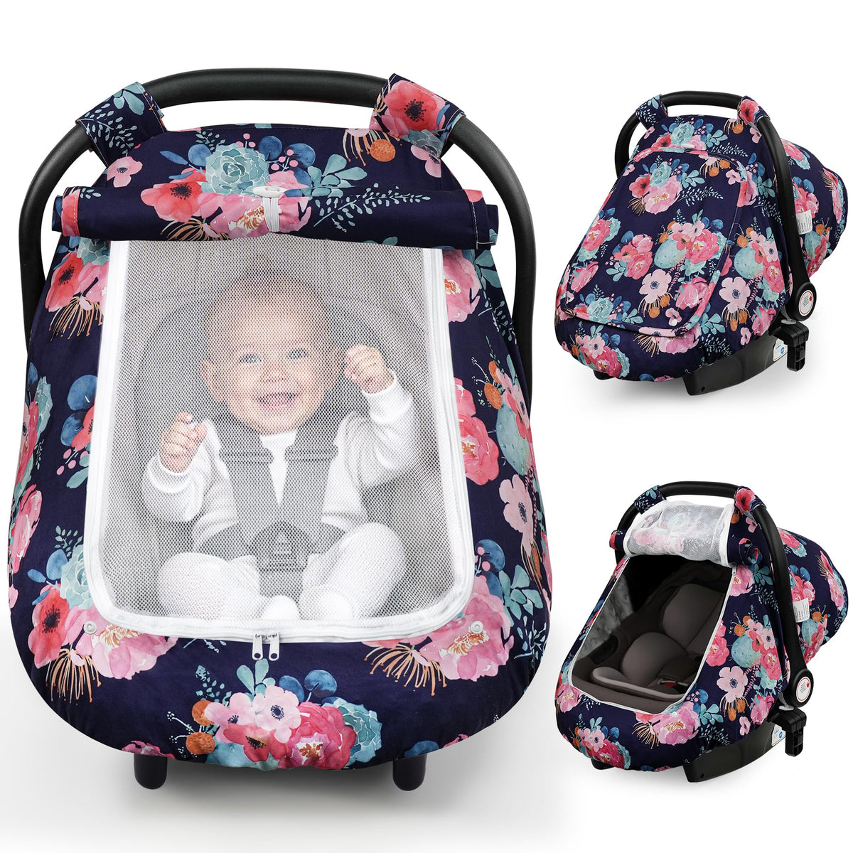 Elstey car seat cover in soft minky dot fabric for cozy year-round comfort.