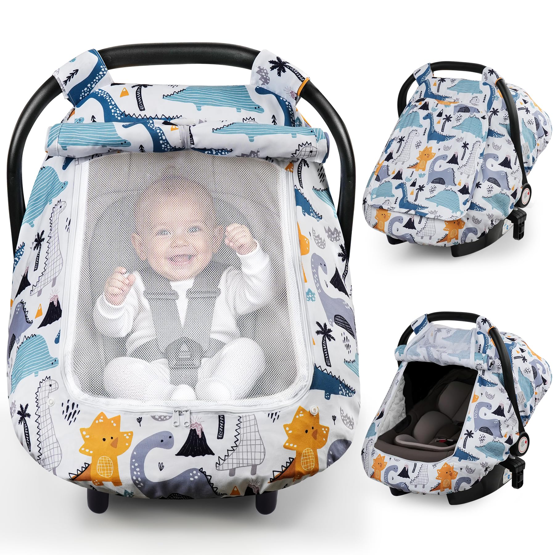 Elstey car-seat-cover-minky-dot-soft-fabric provides cozy, year-round baby comfort.