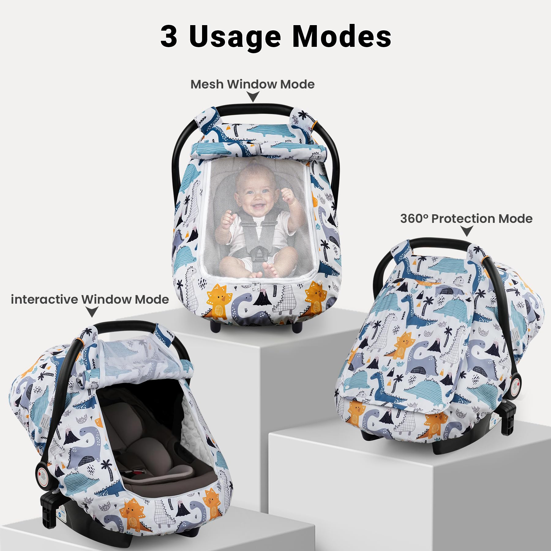 Elstey car-seat-cover-zippered-mesh-window demonstrates ventilation while you monitor your newborn.