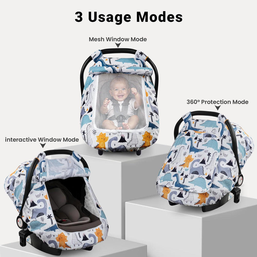Elstey car-seat-cover-zippered-mesh-window demonstrates ventilation while you monitor your newborn.