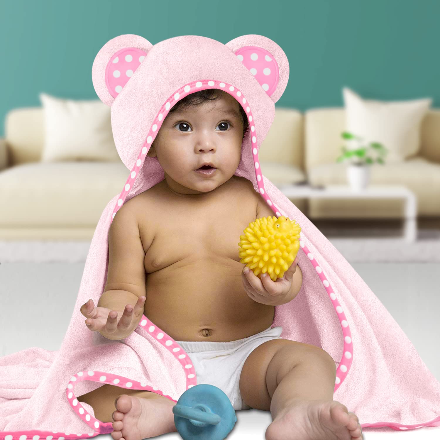 ELSVIN hooded pink towel folded—perfect gift-ready presentation
