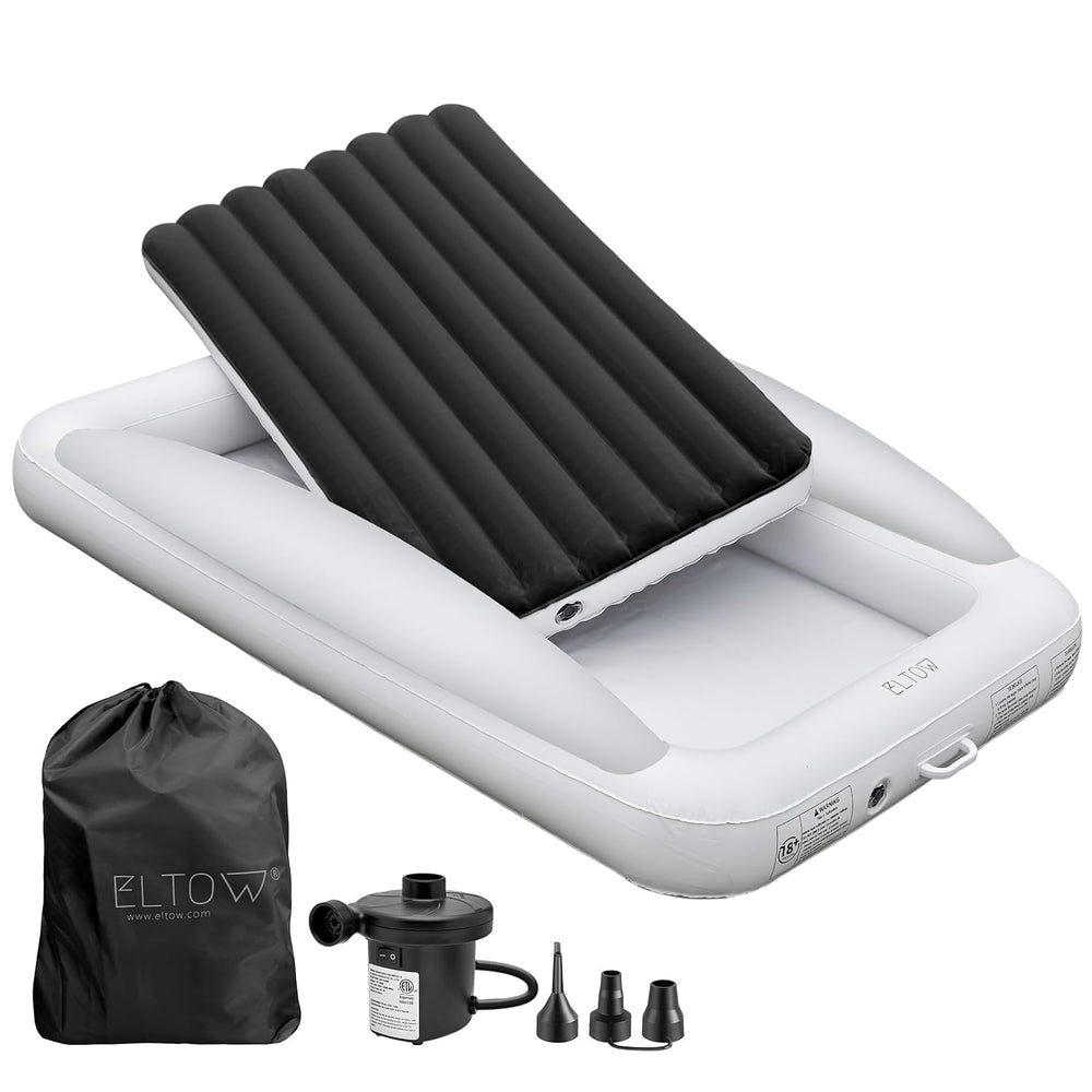 ELTOW toddler blow-up mattress with sides for safer travel sleep