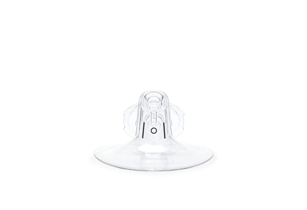 Elvie 21mm shield close-up highlighting nipple alignment for efficient pumping