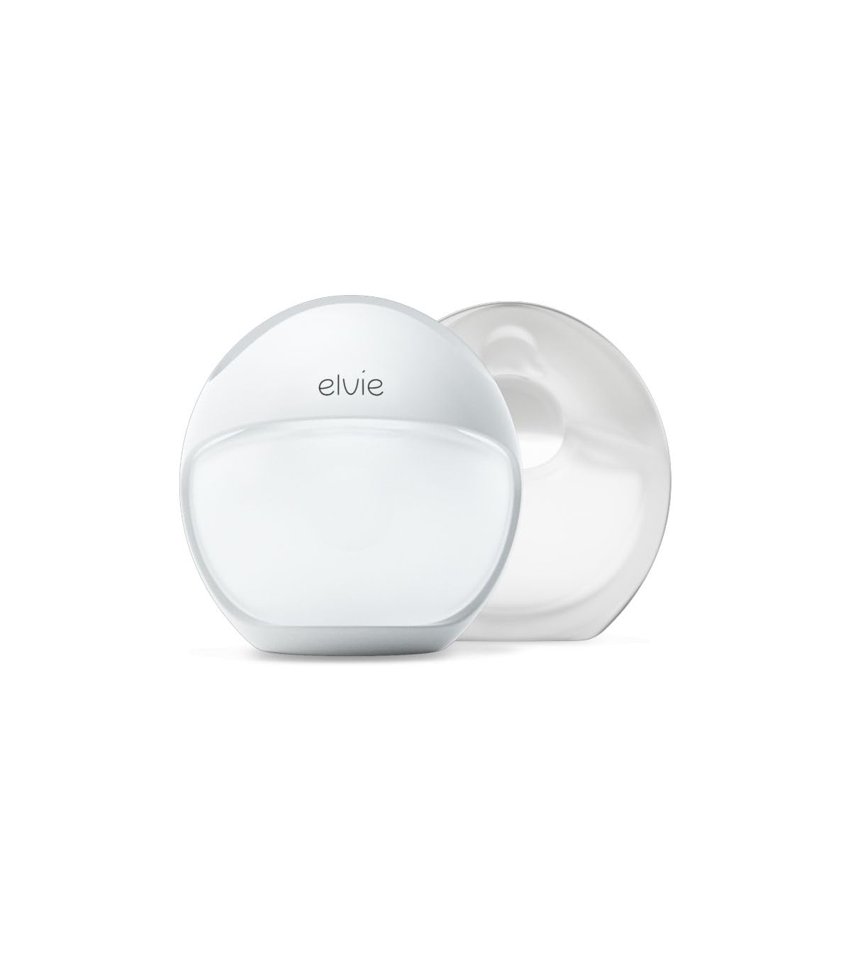 Elvie Curve wearable breast pump tucked in the bra for discreet hands-free milk expression.