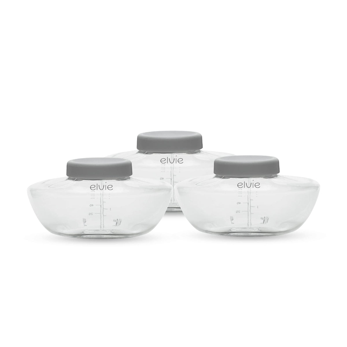 Elvie Pump bottle collection demonstrates milk collection compatibility for convenient pumping.