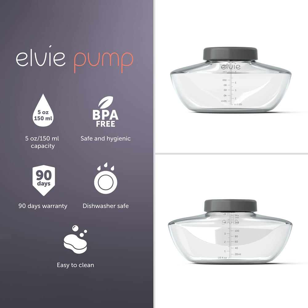 Elvie Pump bottle dishwasher-safe design enables easy cleaning after feeding.
