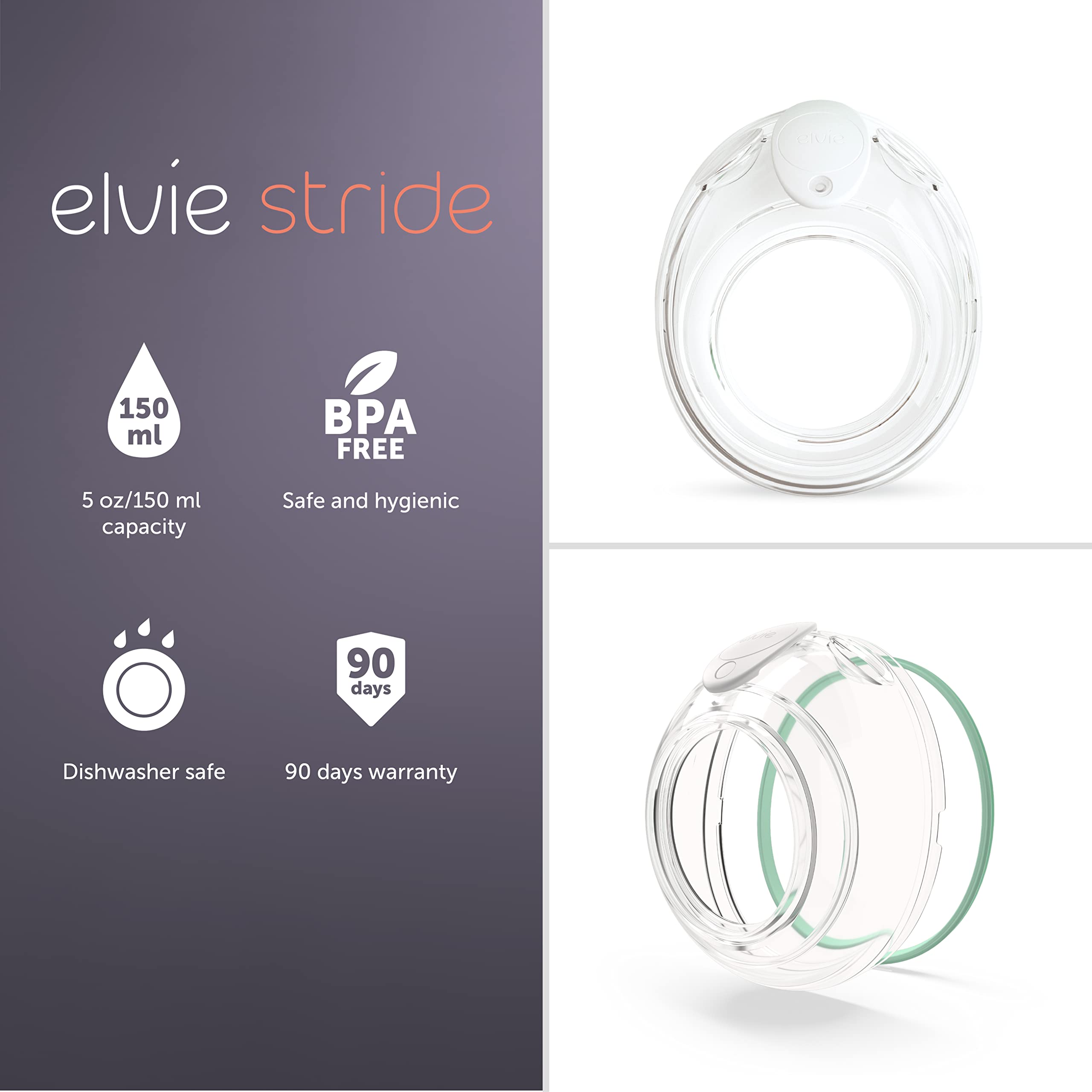 Elvie Stride cups inside bra show hands-free pumping convenience