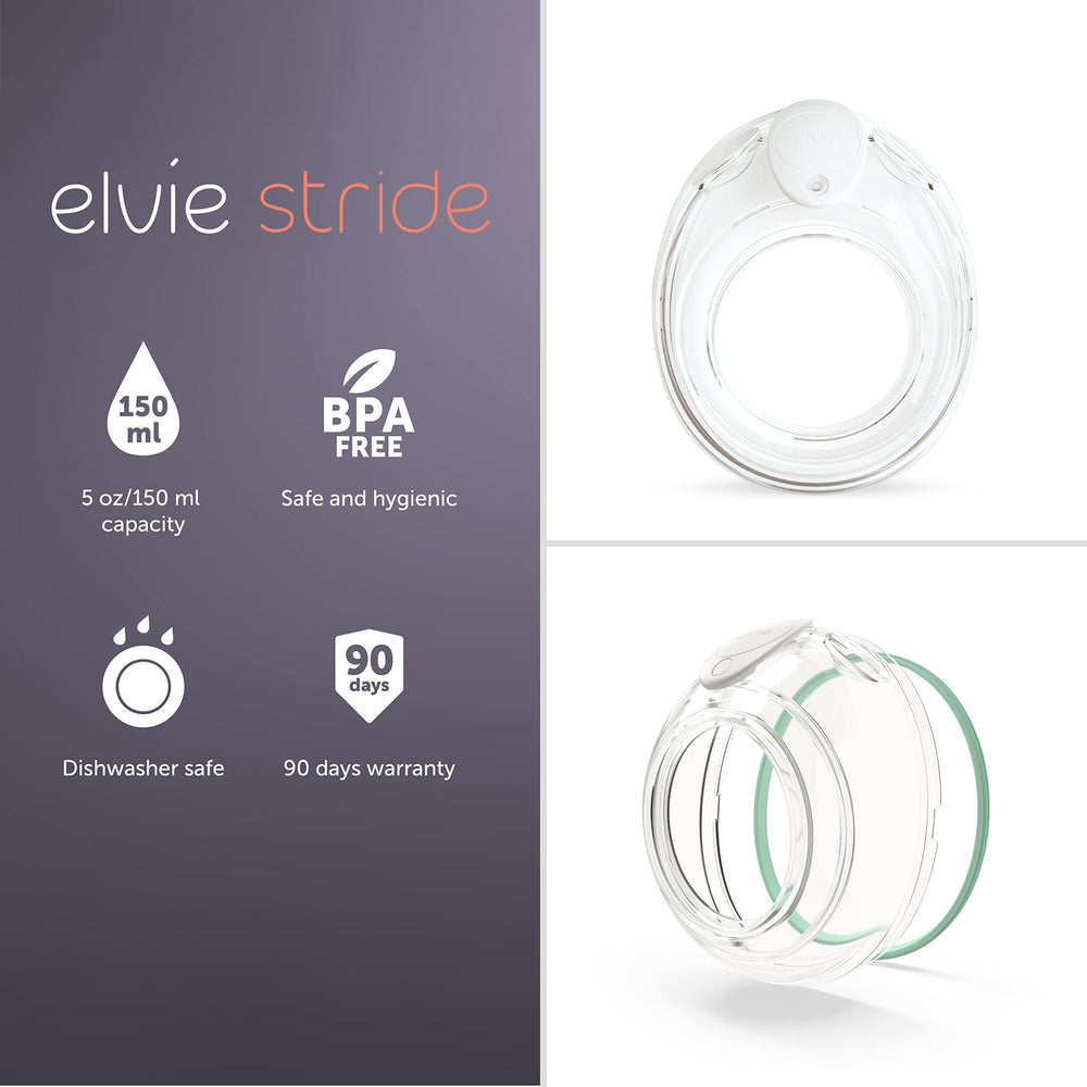 Elvie Stride cups inside bra show hands-free pumping convenience