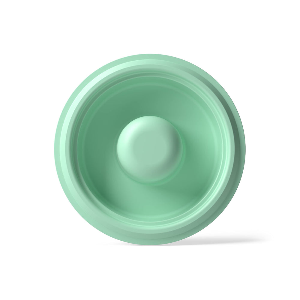 Elvie Stride diaphragm 2-pack closeup demonstrates food-grade silicone for safe pumping.