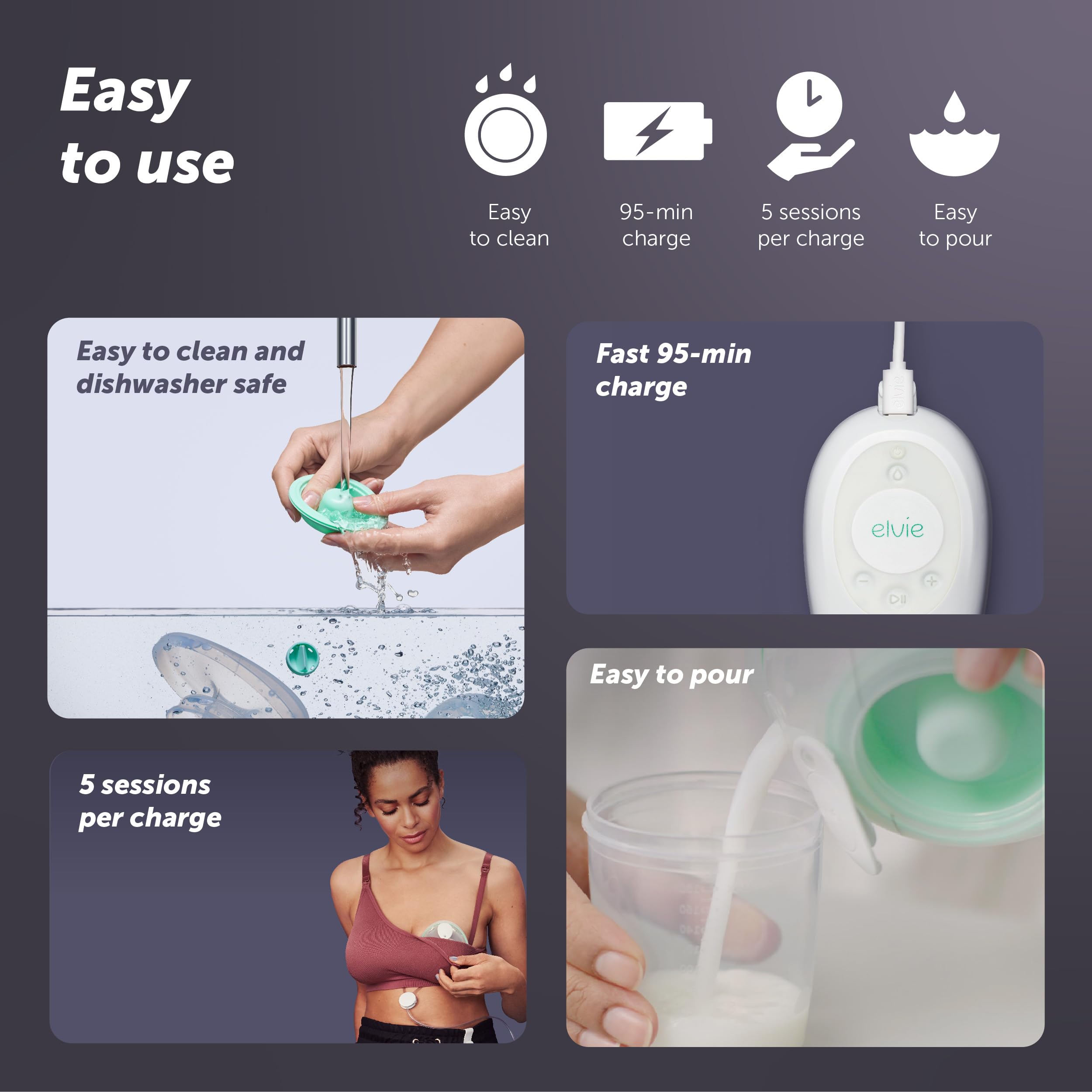 Elvie Stride lightweight cups designed for portable pumping.