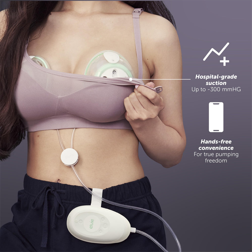 Elvie Stride wearable design shown under clothing for discreet pumping.