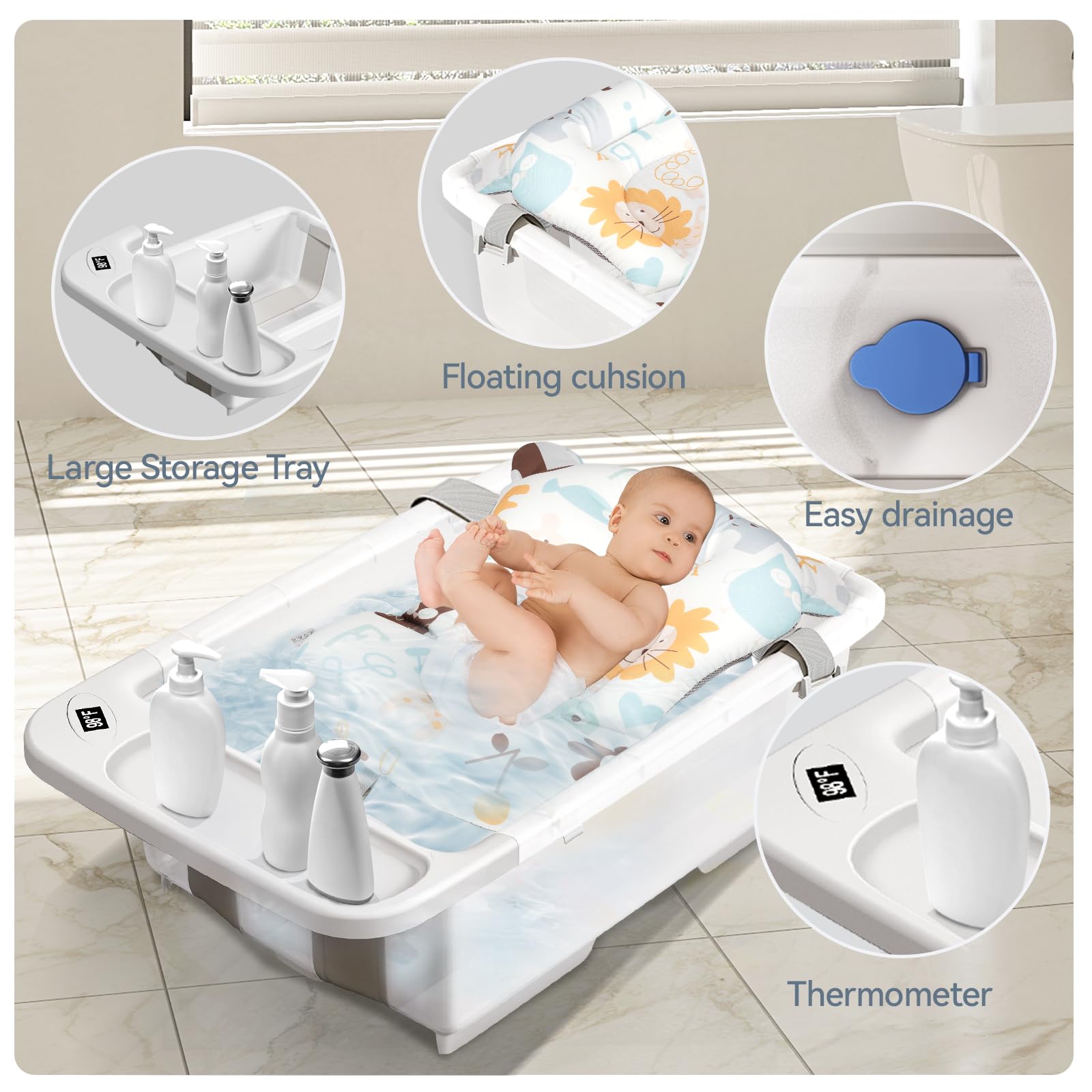 elyelsanns tub features real-time temperature display to monitor water safely