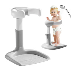 elyelsanns baby shower stand adjustable height demonstrates safe, hands-free baby bathing.