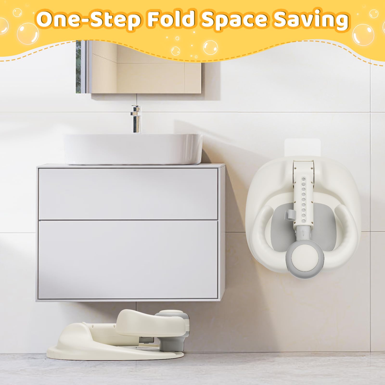 elyelsanns baby shower stand compact-storage saves bathroom space when not in use.