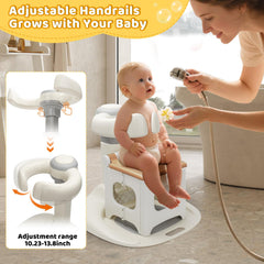 elyelsanns baby shower stand width-adjustment creates a snug fit for toddlers.