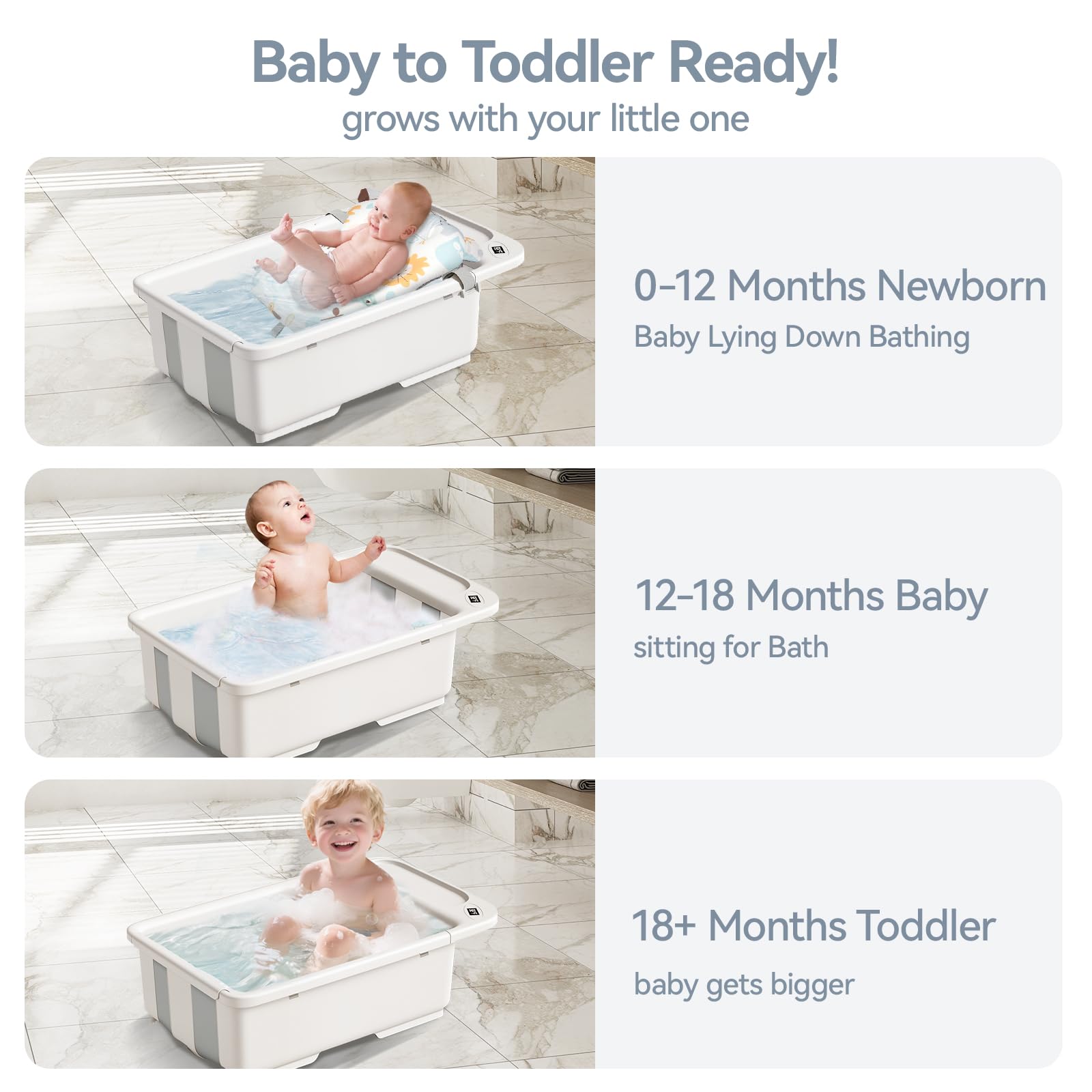 Soft cushion adds comfort for baby during bath time.
