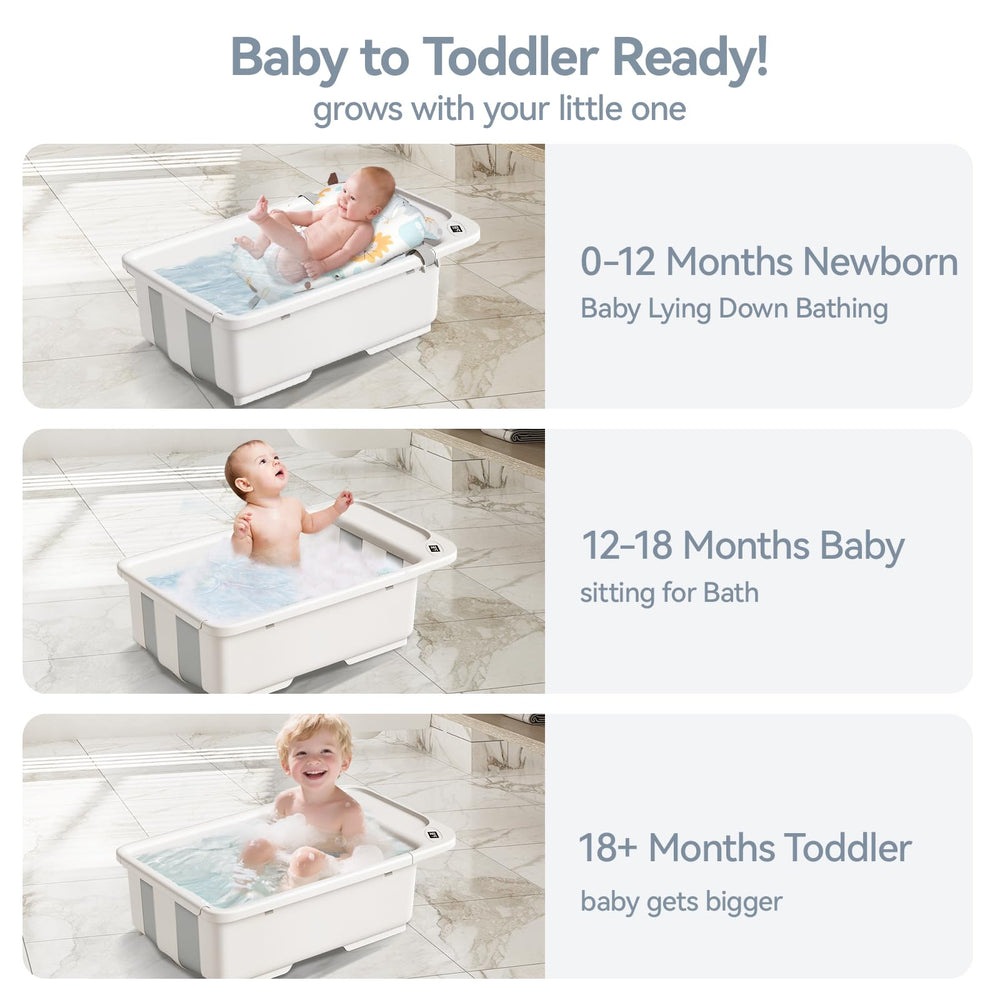 Soft cushion adds comfort for baby during bath time.