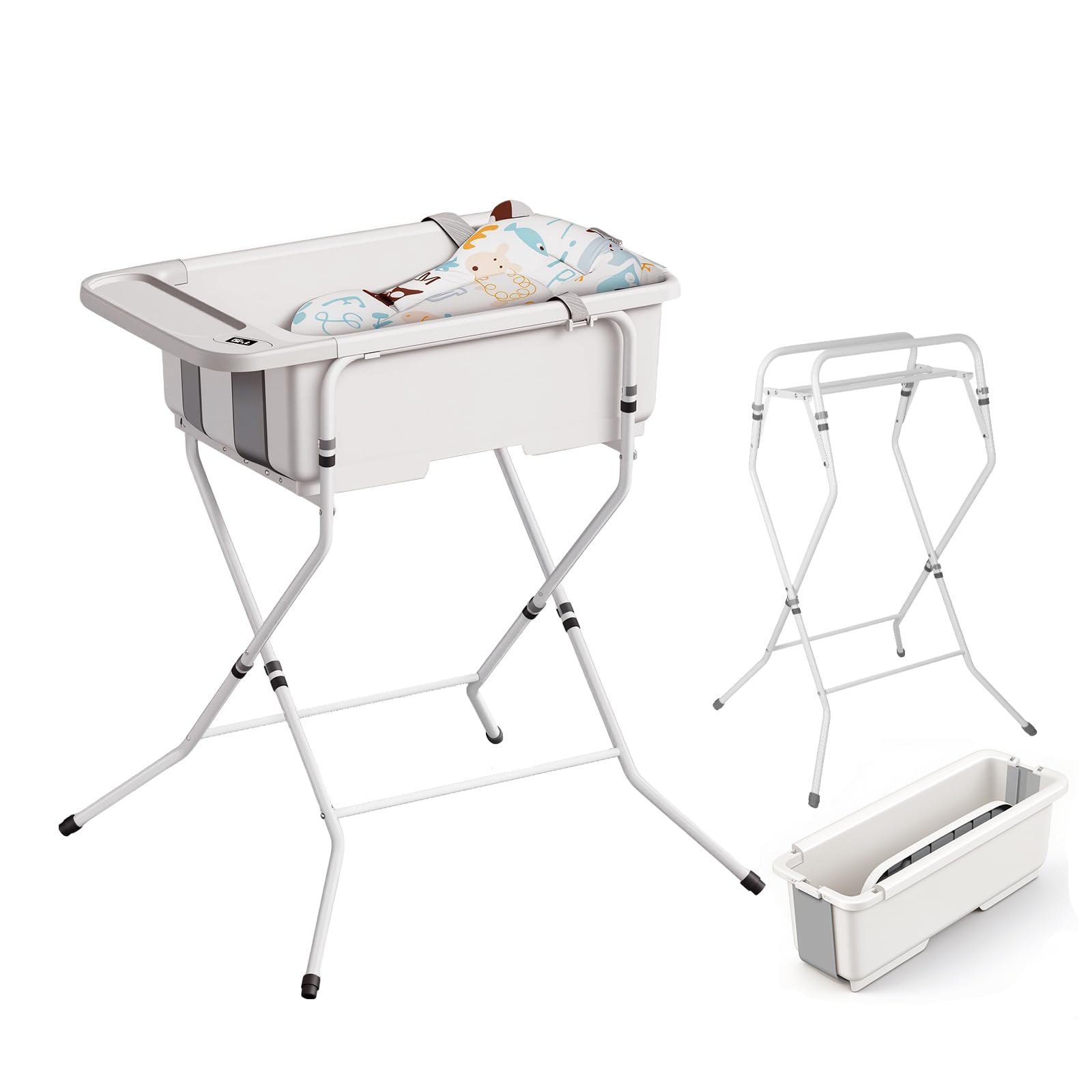 Elyelsanns collapsible baby bathtub with stand offering quick setup and stable bath space.