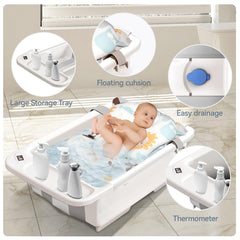 Built in thermometer for easy water temperature check during baths.