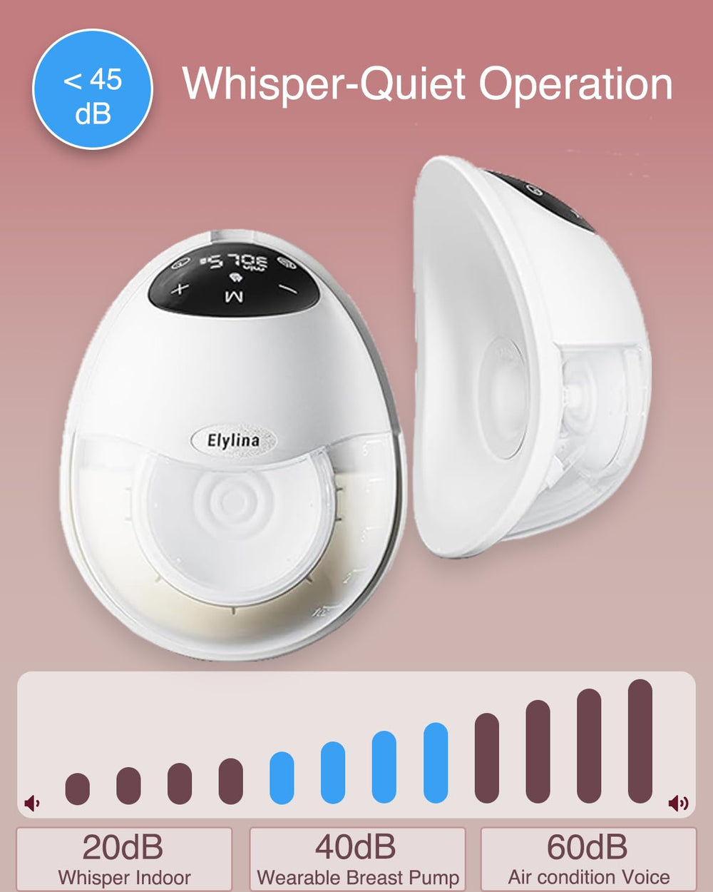 Elylina wearable-breast-pump-invisible-under-clothes ultra-slim design stays hidden.